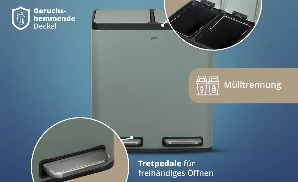 KHG Abfalleimer 2x15l, Bild mit Text