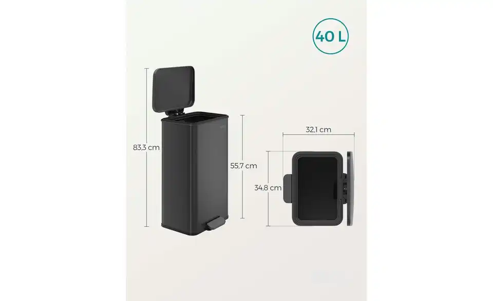 Mülleimer, Bemaßung