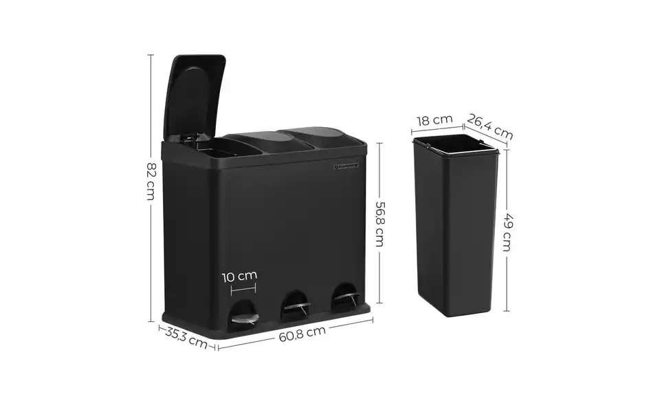 Mülleimer, Bemaßung