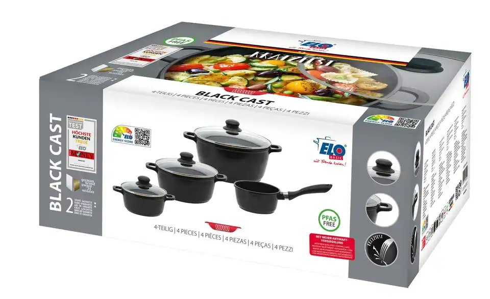 ELO Topfset 4-teilig BLACK CAST, Verpackung