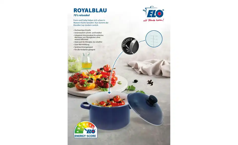 ELO Fleischtopf 24cm royalblau, Bild mit Text