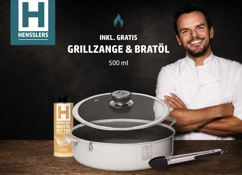 Hensslers Servierpfanne, Bild mit Text