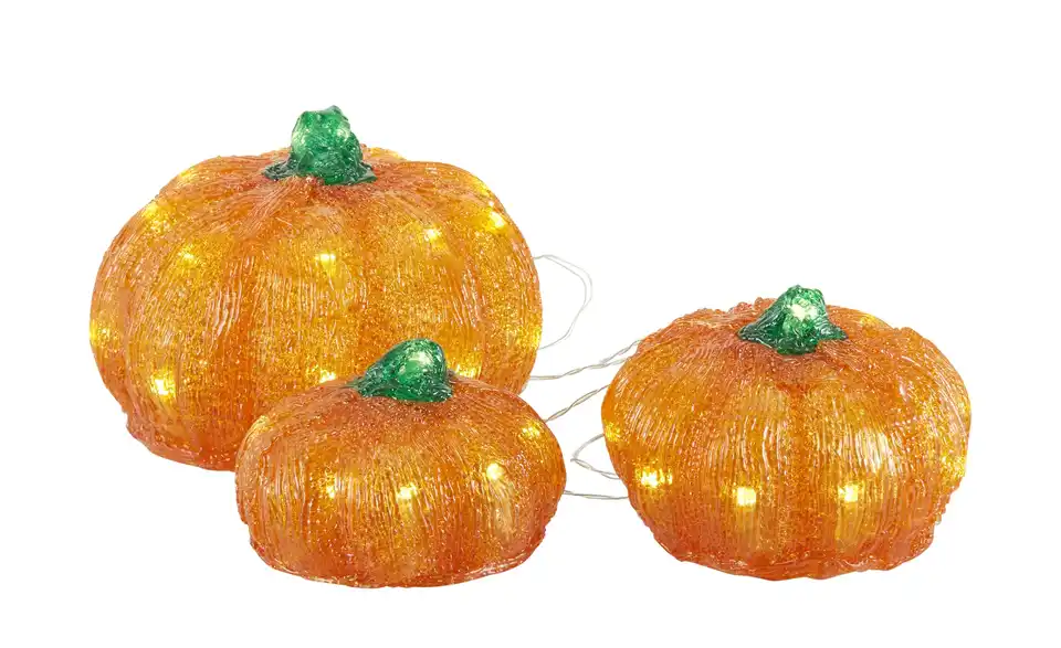 LED Kürbis, 3er Set, Beleuchtet