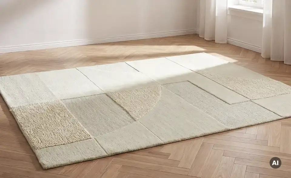 Handtuft-Teppich, in Wohnsituation