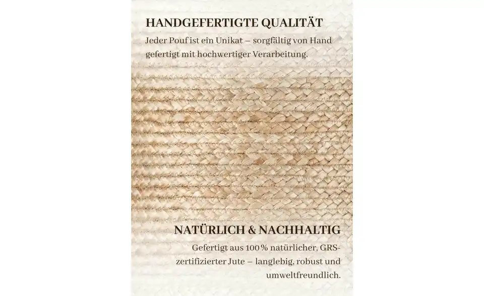 Hanse Home Jute Pouf, Bild mit Text