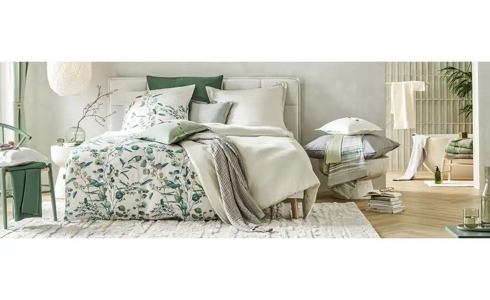 Como Green Satin Bettwäsche Eucalyptus, in Wohnsituation