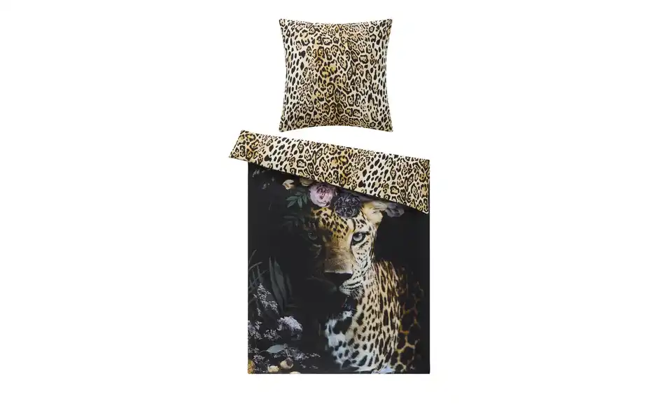 indigo Mako-Satin Wende-Bettwäsche Leo Love, Rückansicht