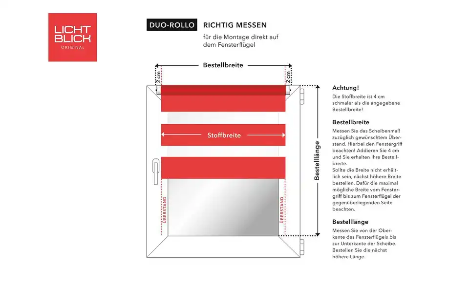 Lichtblick Klemmfixrollo, Bild mit Text