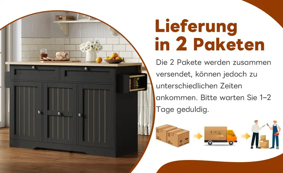 Kücheninsel, Bild mit Text