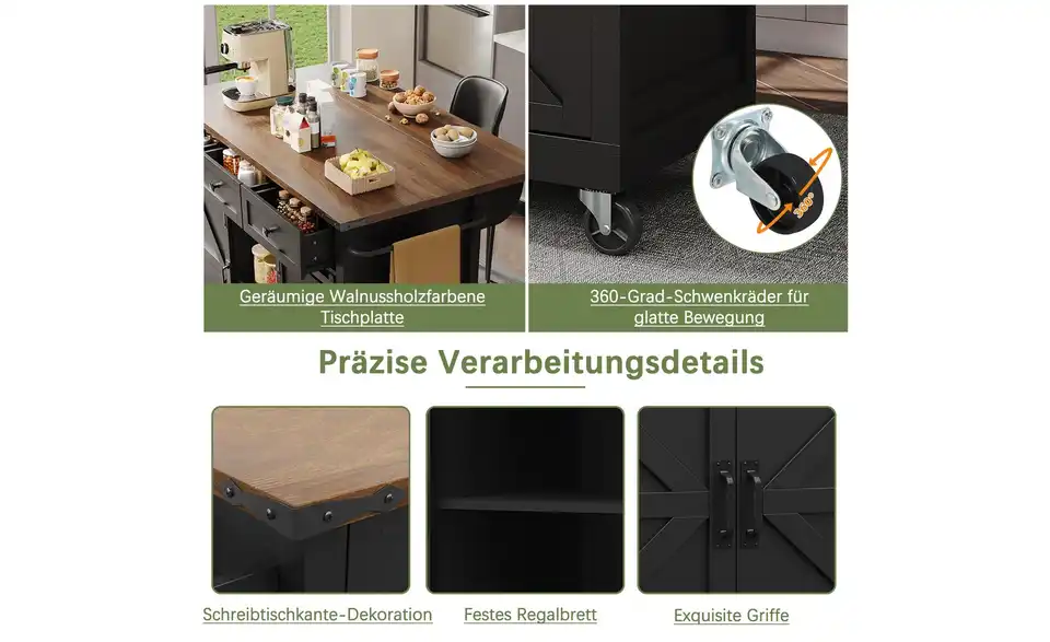 Kücheninsel auf Rollen, Bild mit Text