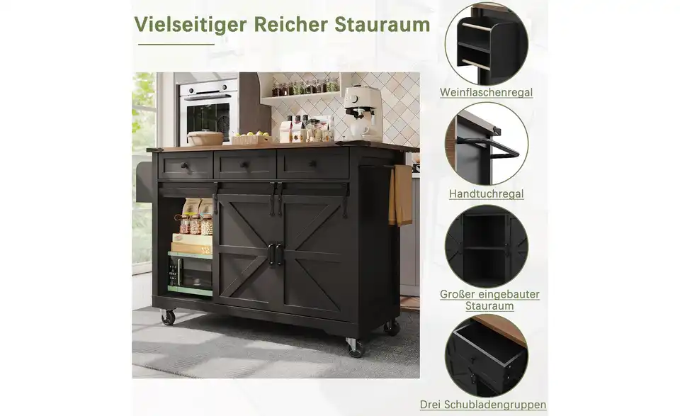 Kücheninsel auf Rollen, Bild mit Text