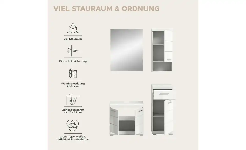 Badkombination, Bild mit Text