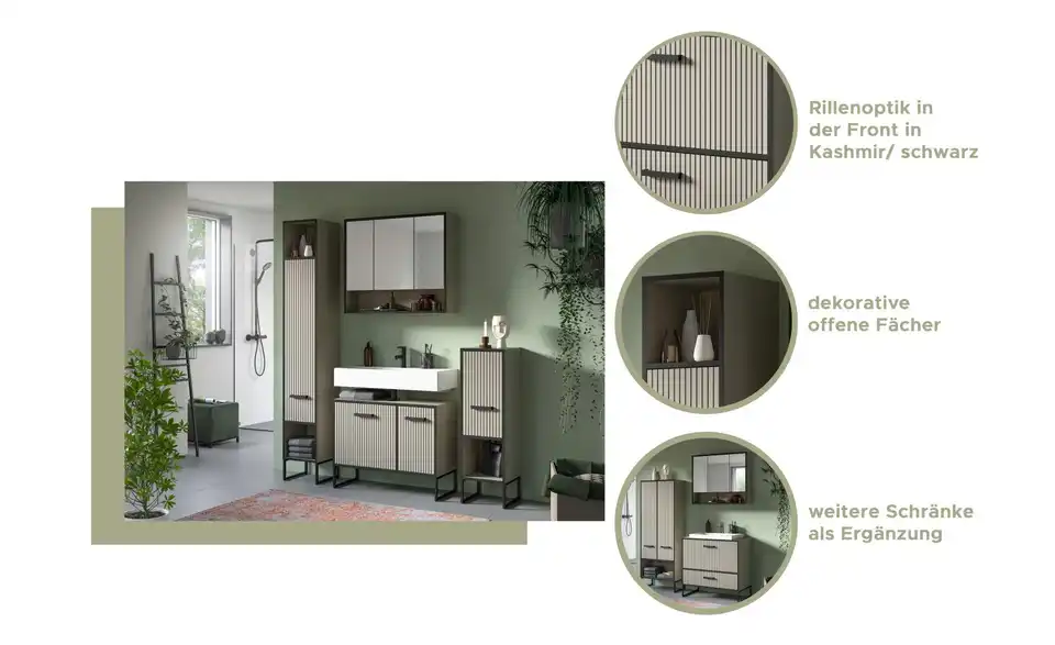 Badkombination, Bild mit Text