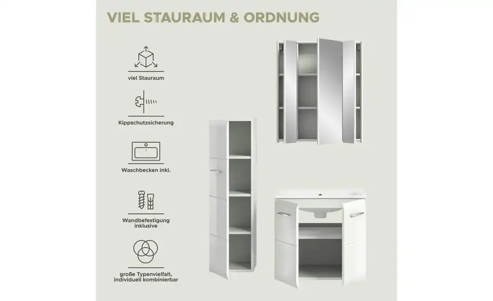 Badkombination, Bild mit Text