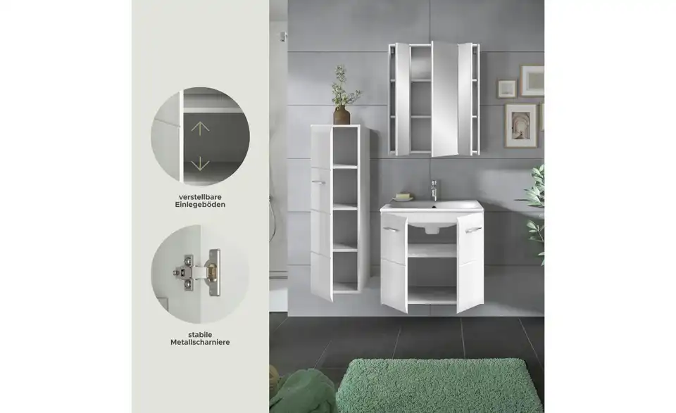 Badkombination, Bild mit Text