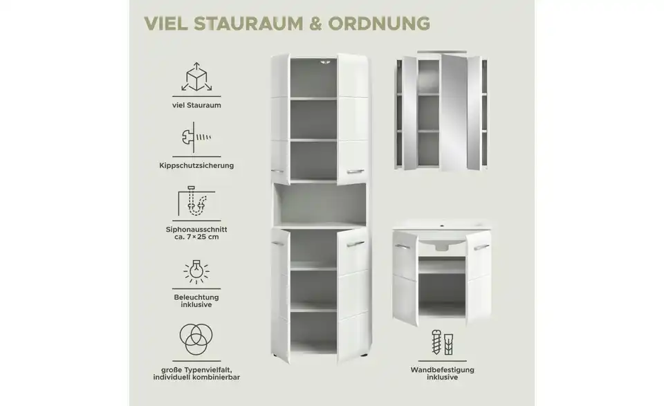 Badkombination, Bild mit Text