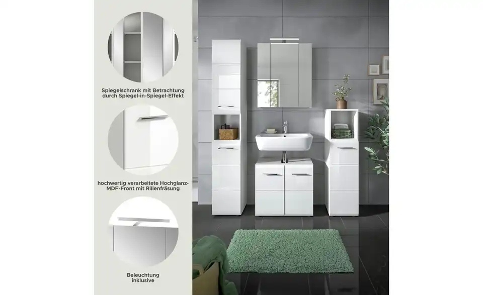 Badkombination, Bild mit Text