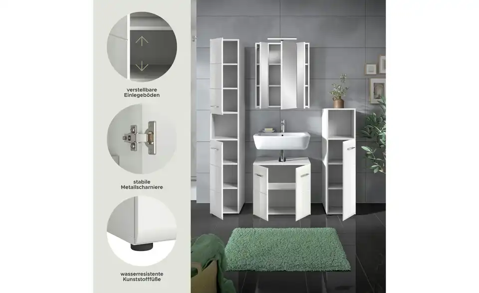 Badkombination, Bild mit Text