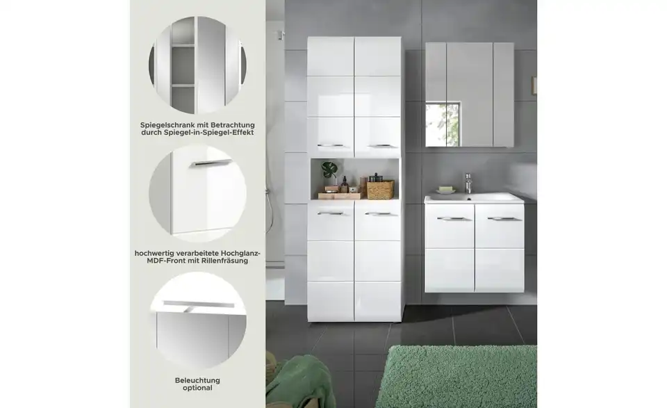 Badkombination, Bild mit Text