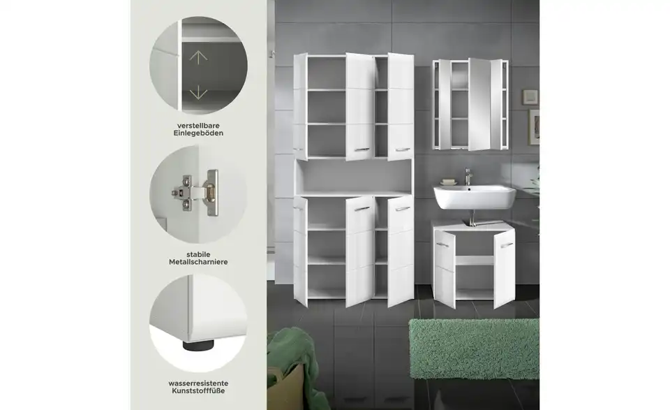 Badkombination, Bild mit Text