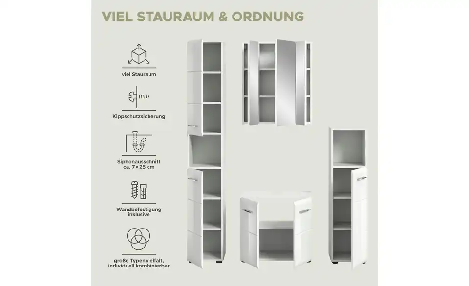 Badkombination, Bild mit Text