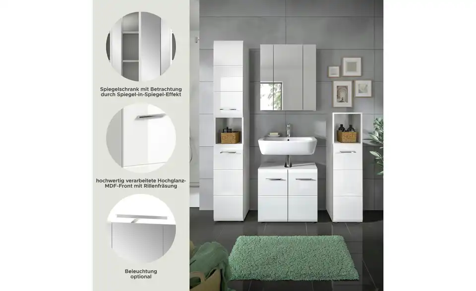 Badkombination, Bild mit Text