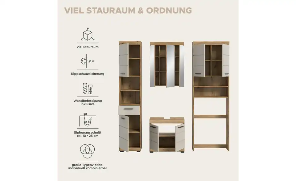 Badkombination, Bild mit Text