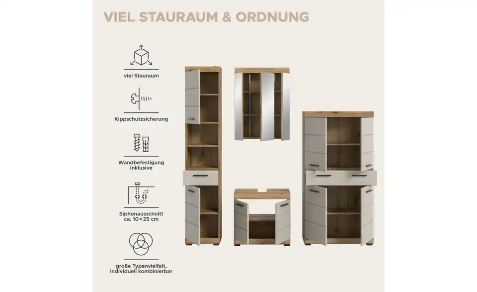 Badkombination, Bild mit Text