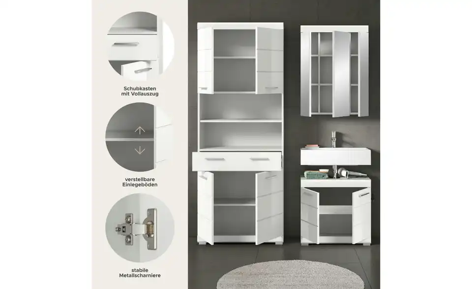 Badkombination, Bild mit Text