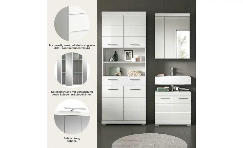 Badkombination, Bild mit Text