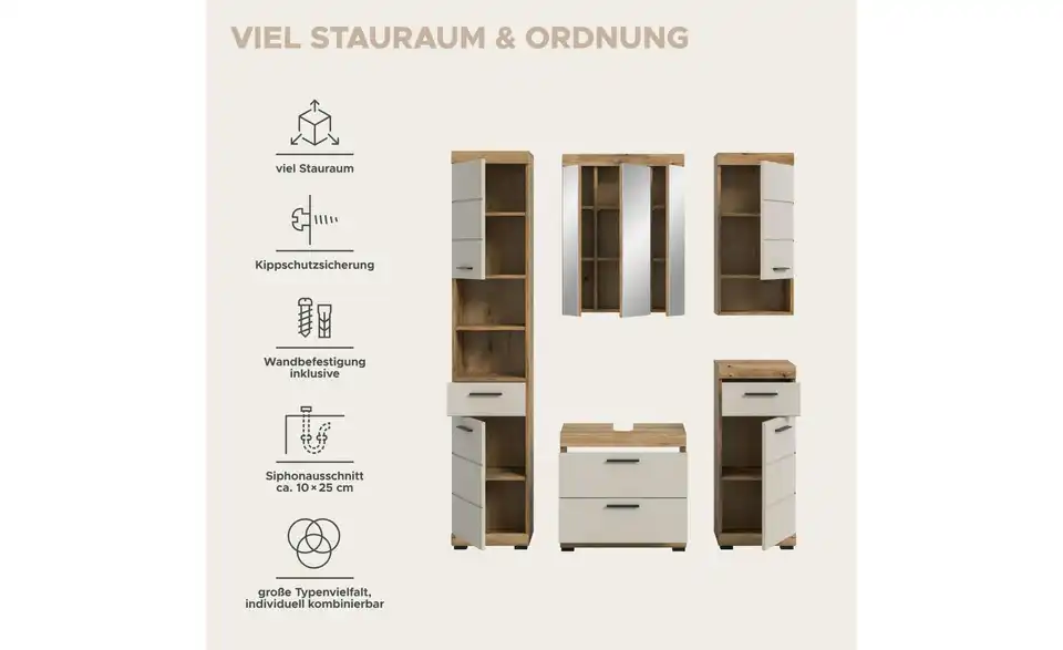 Badkombination, Bild mit Text