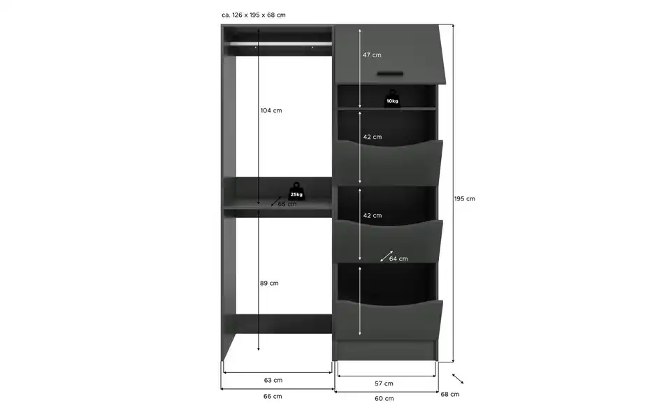 Waschmaschinenumbau Set, Bemaßung
