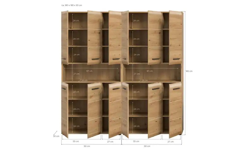 Badkombination, Bemaßung