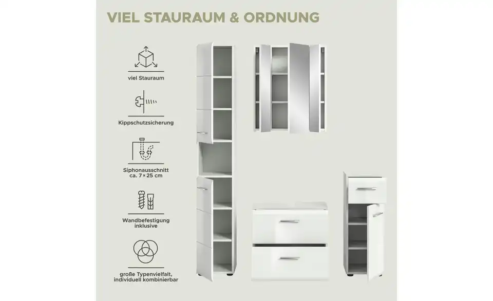 Badkombination, Bild mit Text