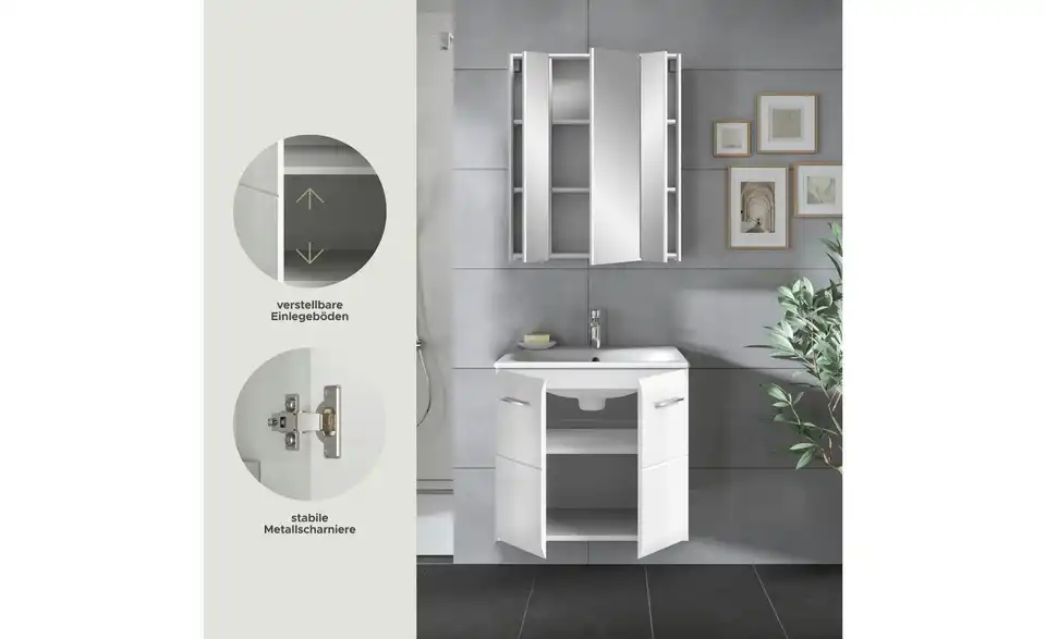 Badkombination, Bild mit Text