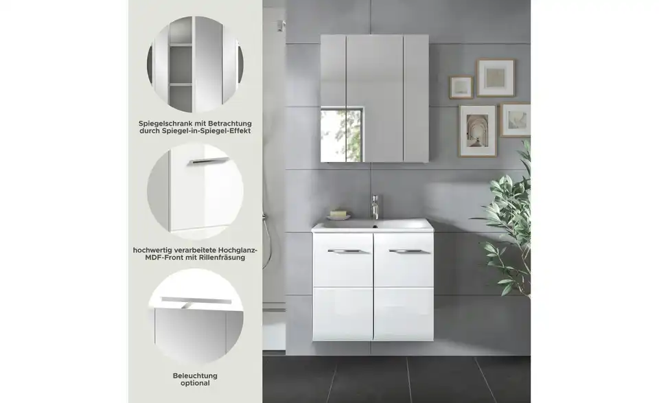 Badkombination, Bild mit Text