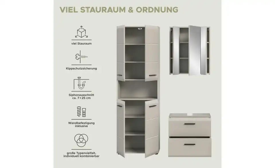 Badkombination, Bild mit Text