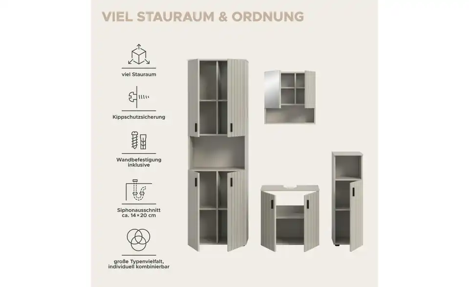 Badkombination, Bild mit Text