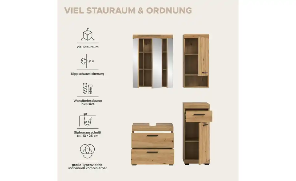 Badkombination, Bild mit Text