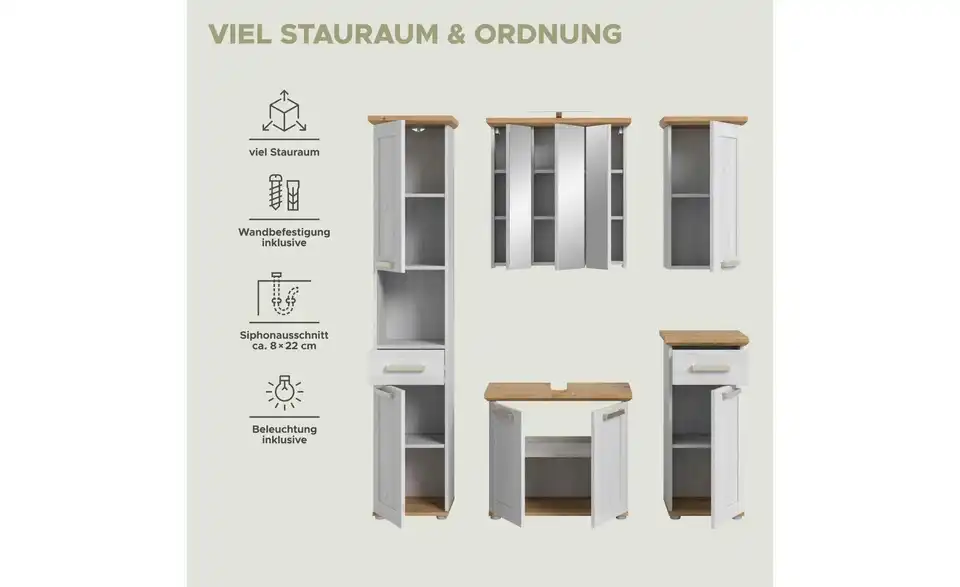 Badkombination, Bild mit Text