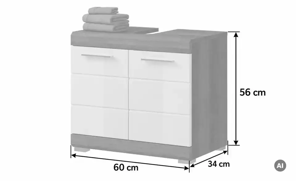 Waschbeckenunterschrank, Bemaßung