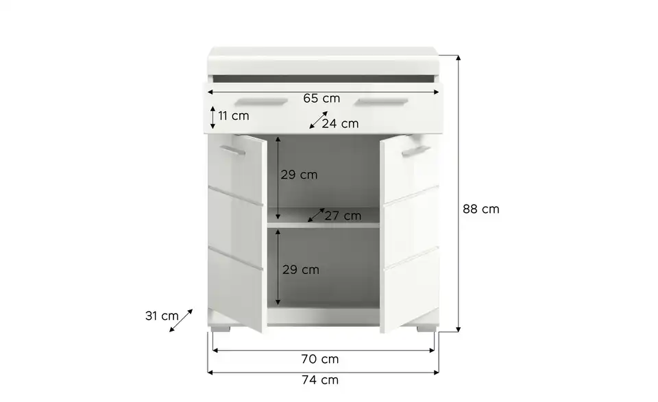 Unterschrank, Bemaßung