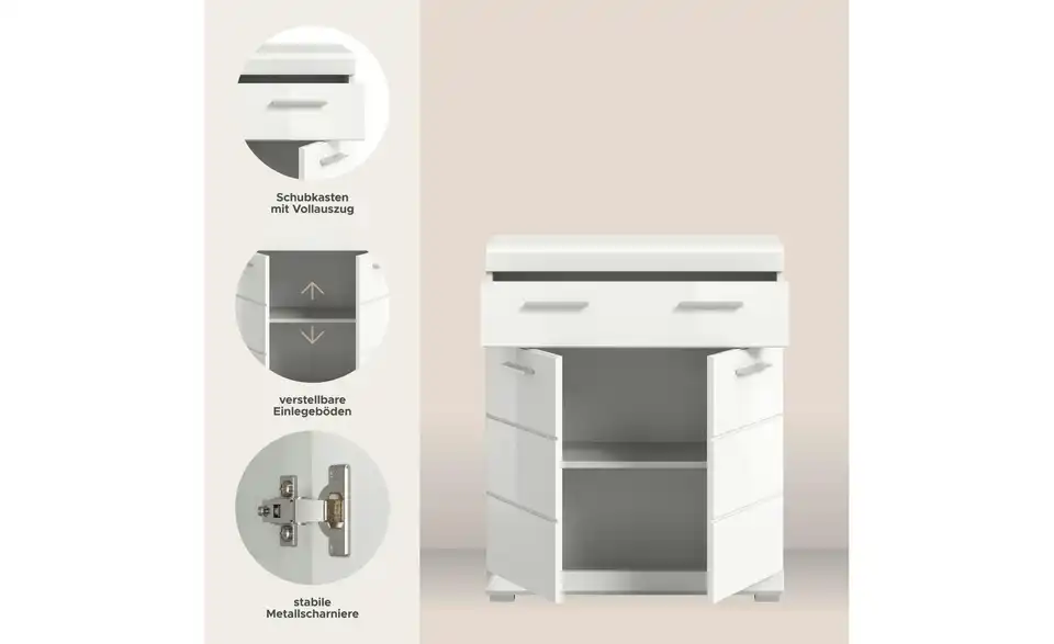 Unterschrank, Bild mit Text