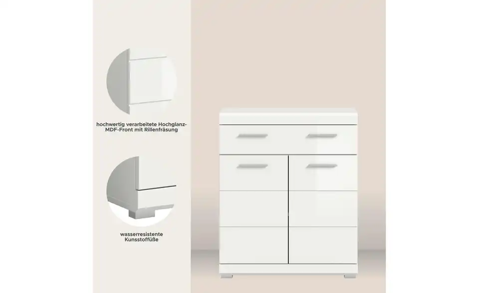 Unterschrank, Bild mit Text