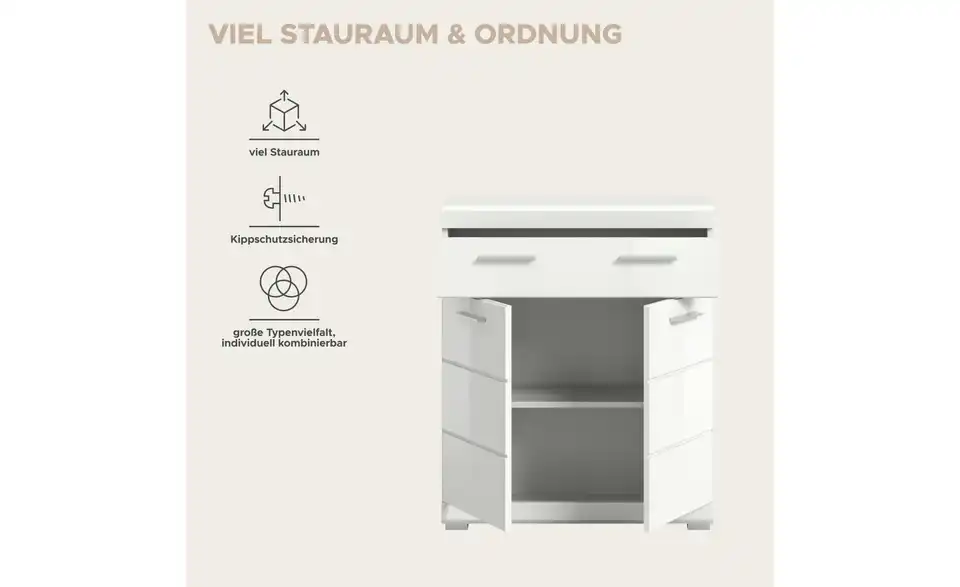 Unterschrank, Bild mit Text
