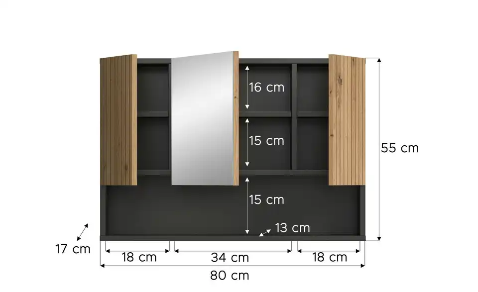 Spiegelschrank, Bemaßung