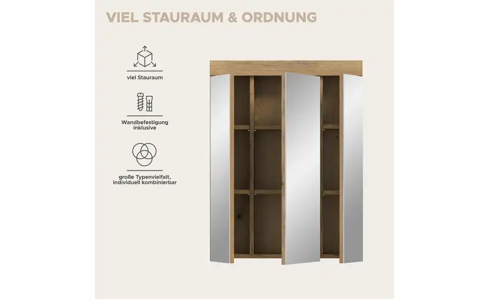 Spiegelschrank, Bild mit Text