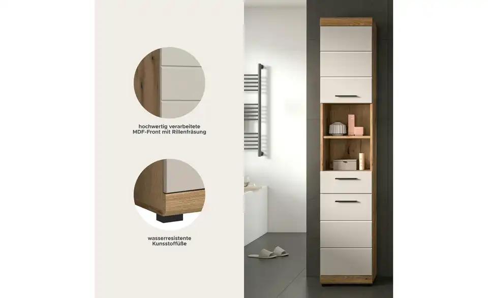 Hochschrank, Bild mit Text