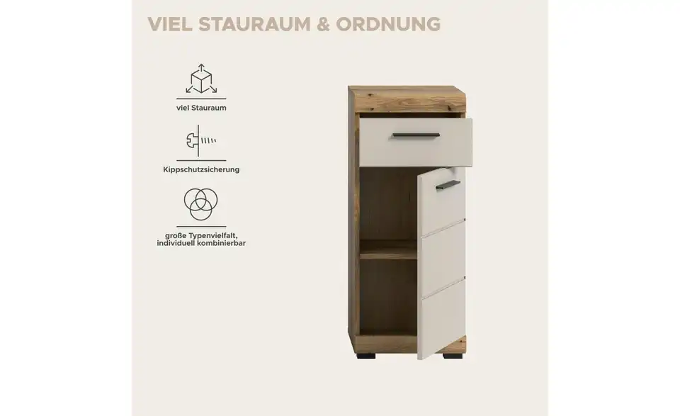 Midischrank, Bild mit Text
