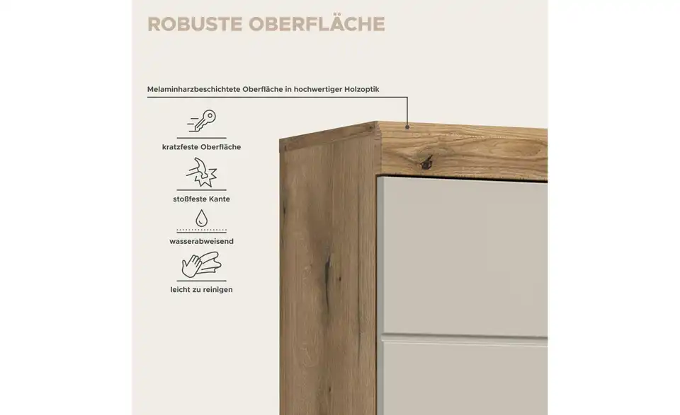 Hängeschrank, Bild mit Text